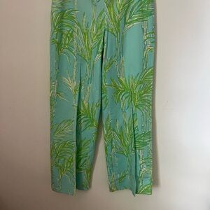 Lilly Pulitzer Leafy Green Aqua flat front Pants size 8